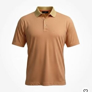 Callaway Golf Collection Mens XL Orange Yellow Striped Short Sleeve Polo Shirt